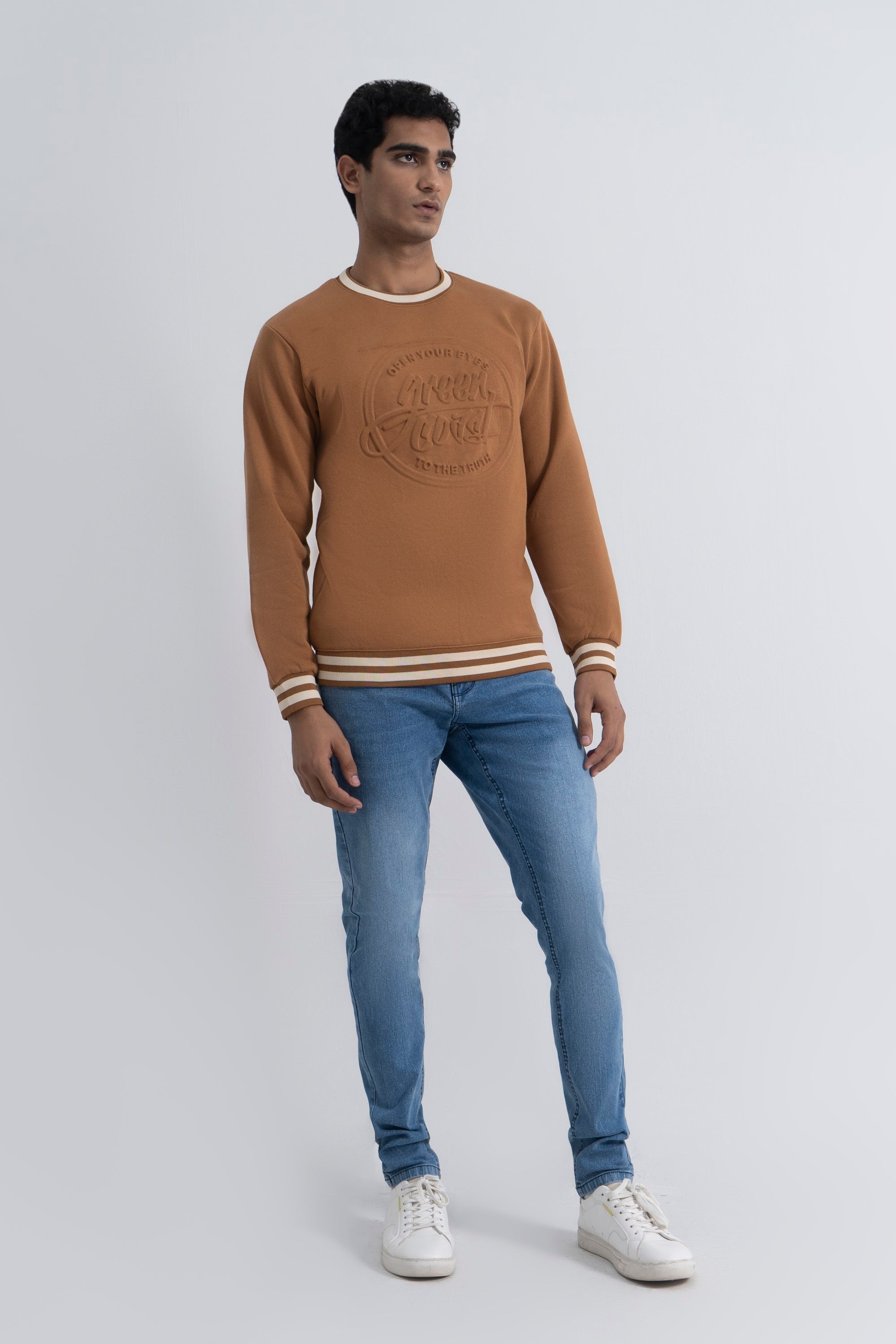 Light Brown Fleece Graphic Sweatshirt