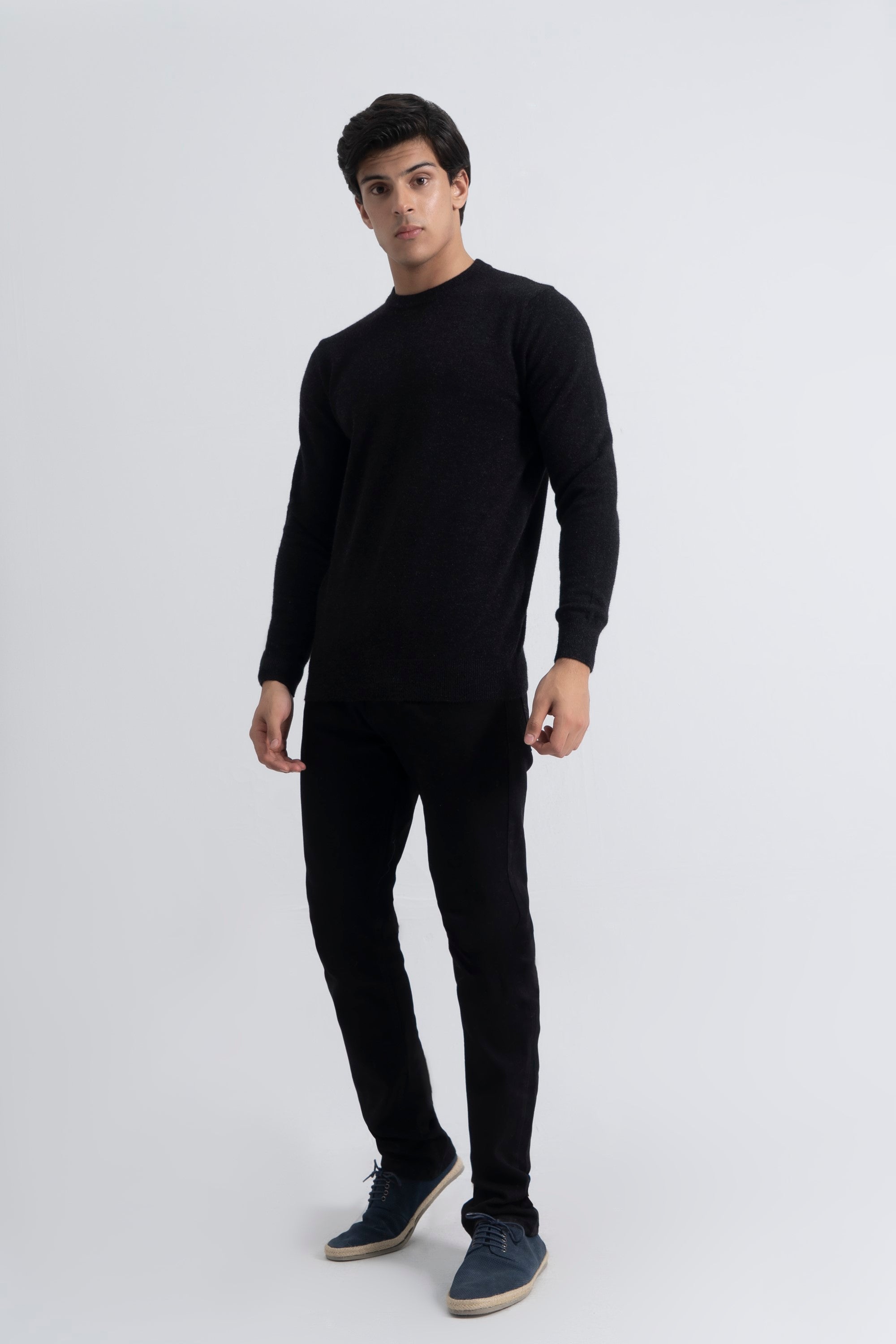 Black Acrylic Sweater Round Neck