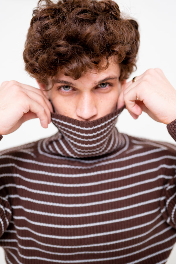 Brown Knit Roll Neck