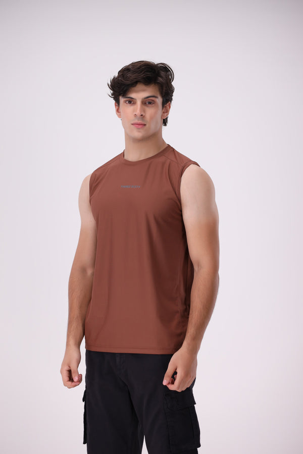 Brown Sleeveless T-Shirt