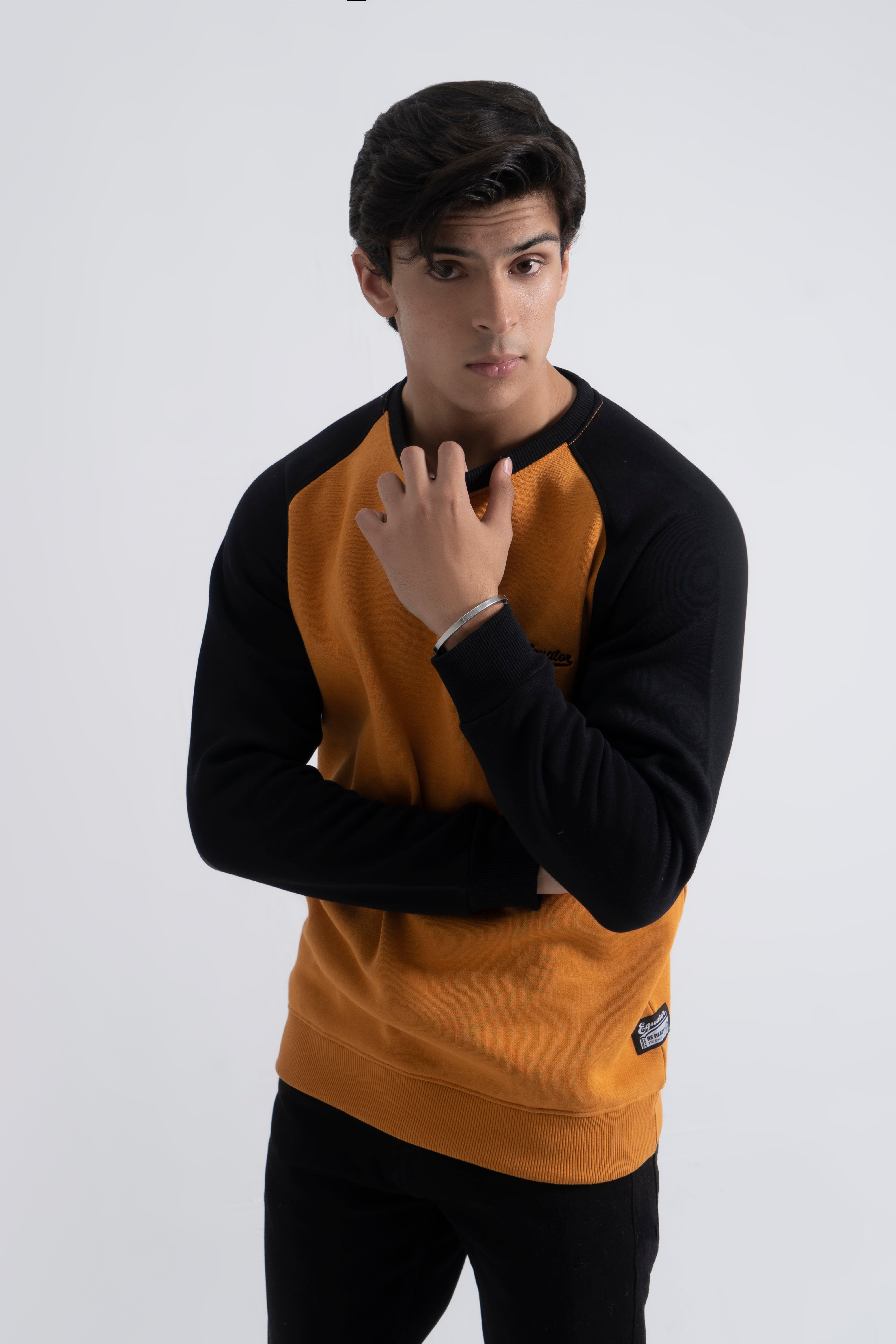 Mustard & Black Basic Sweatshirt