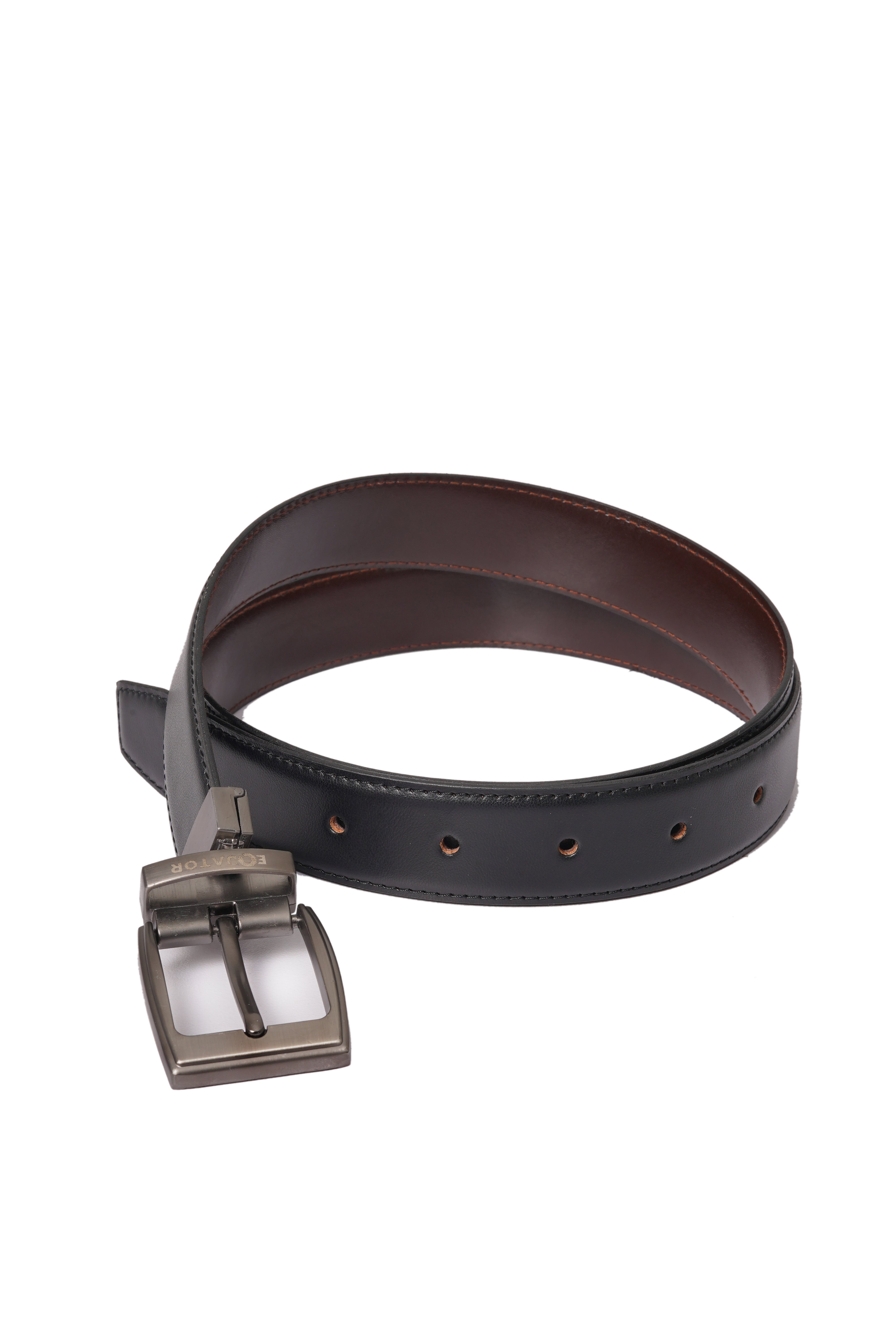 Black With Brown Contrast Leather Belt