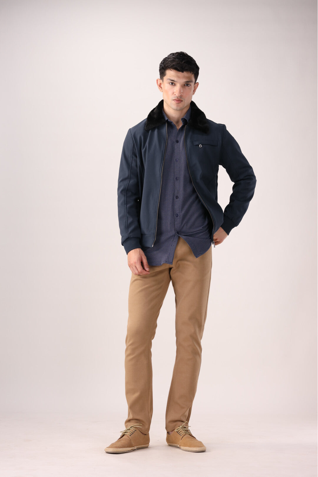 Navy Blue Full-Sleeve Jacket