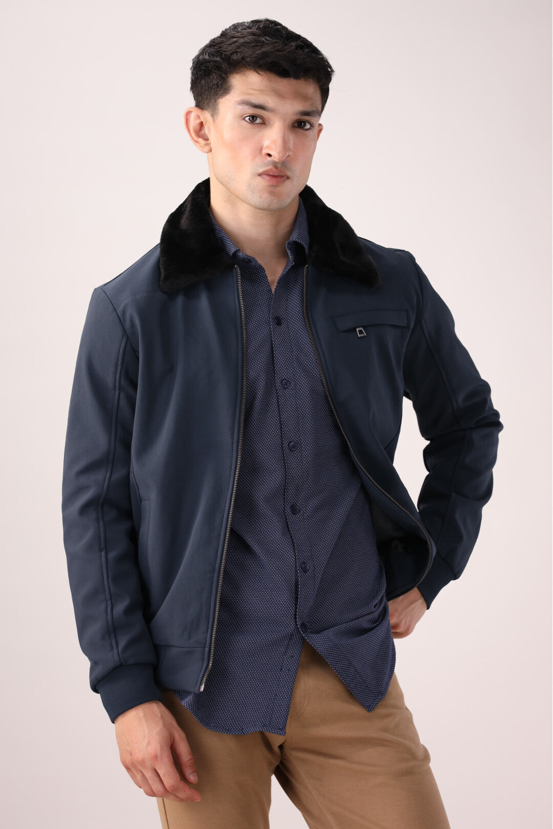 Navy Blue Full-Sleeve Jacket