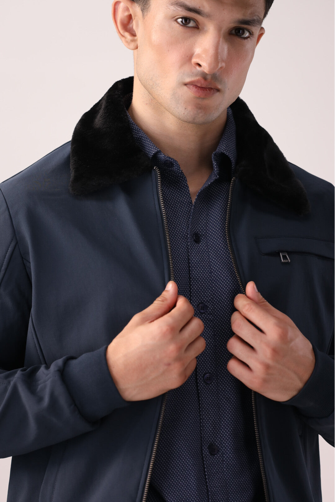 Navy Blue Full-Sleeve Jacket