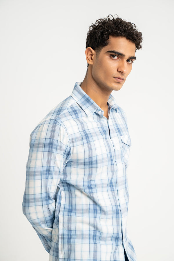 Sky Blue Checkered Shirt