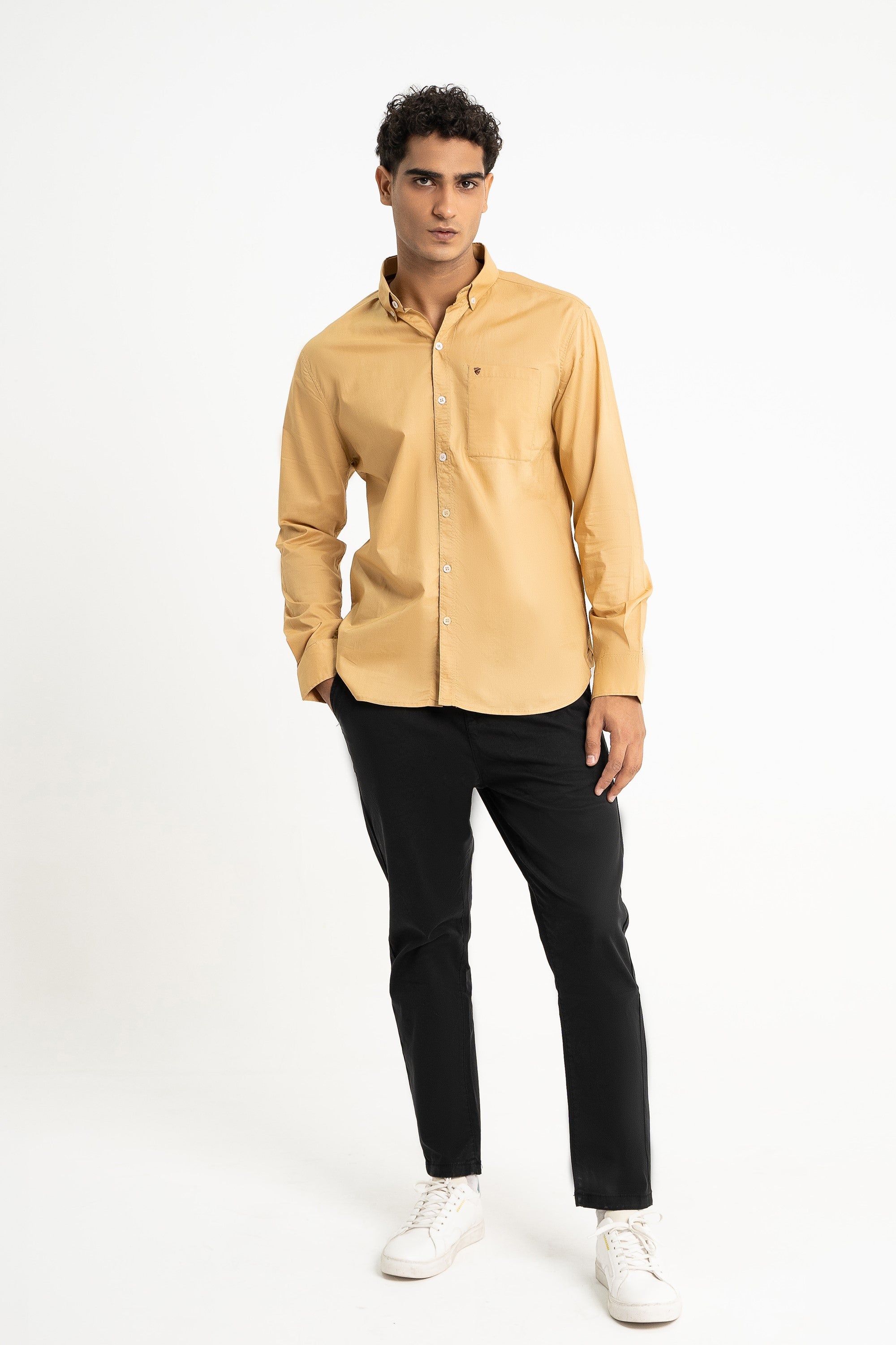 Khaki Cotton Casual Shirt