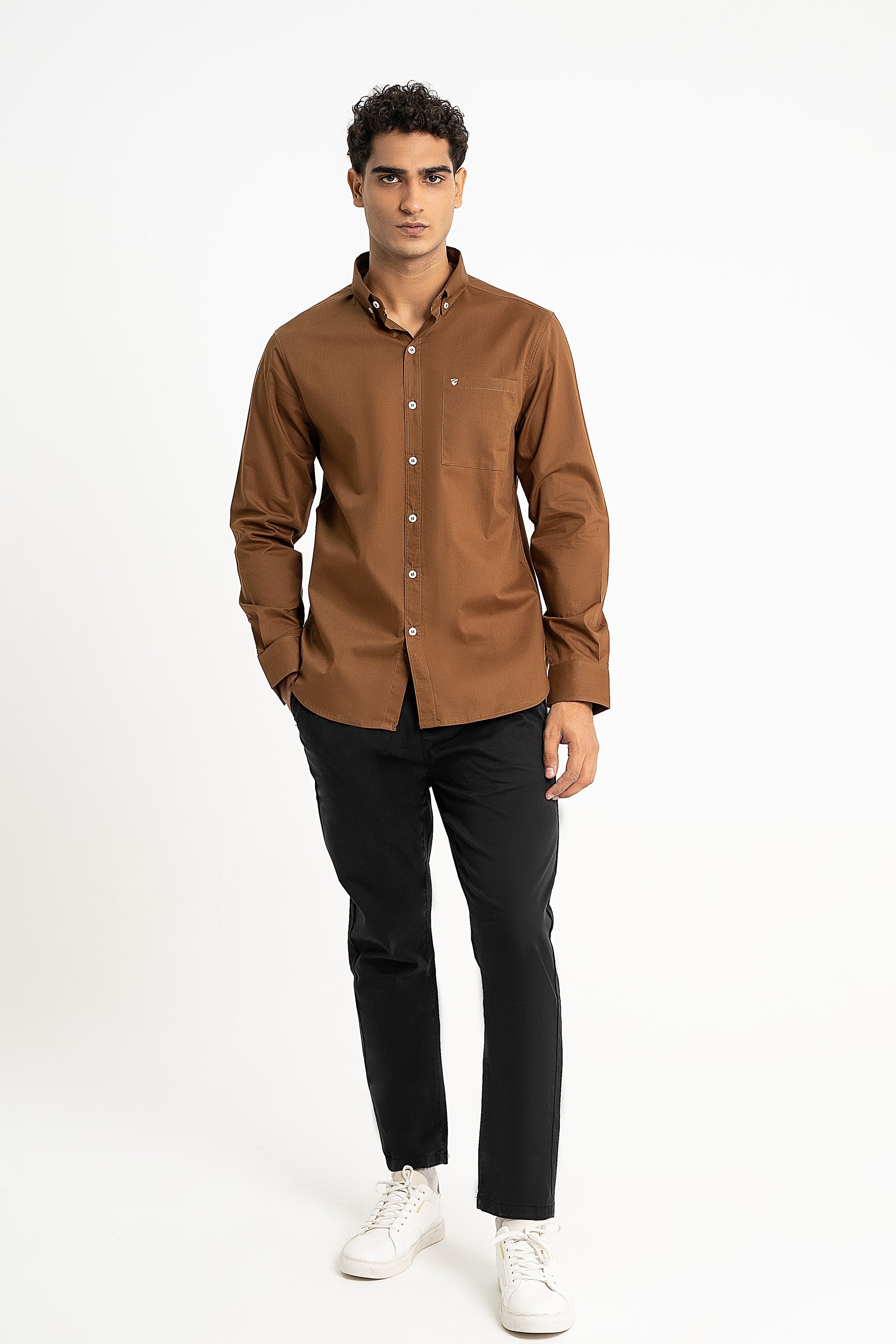 Buy Burgeon Brown Cotton Shirt Online