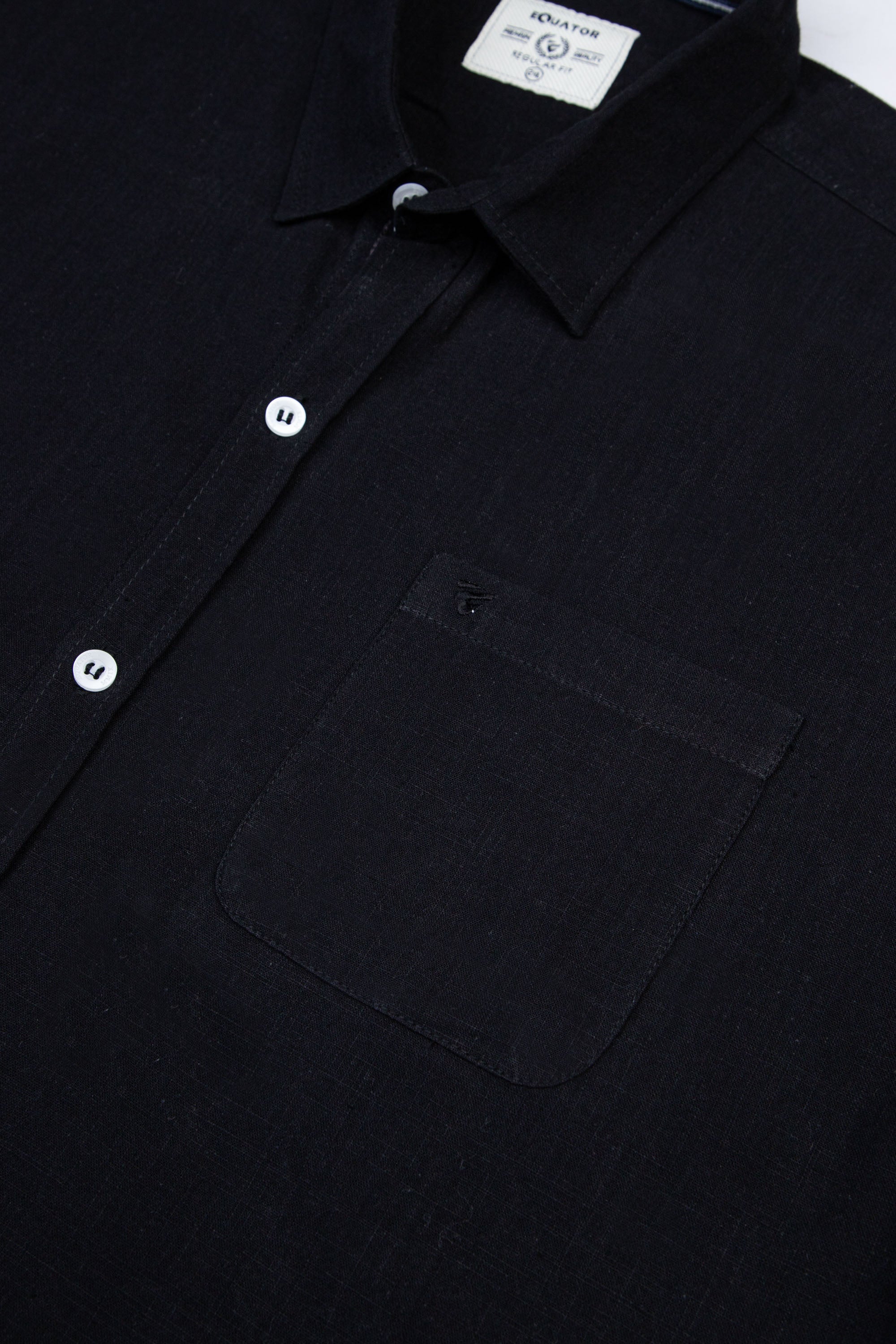 Black Cotton Denim Shirt