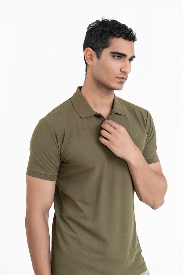 Olive Collar T-Shirt