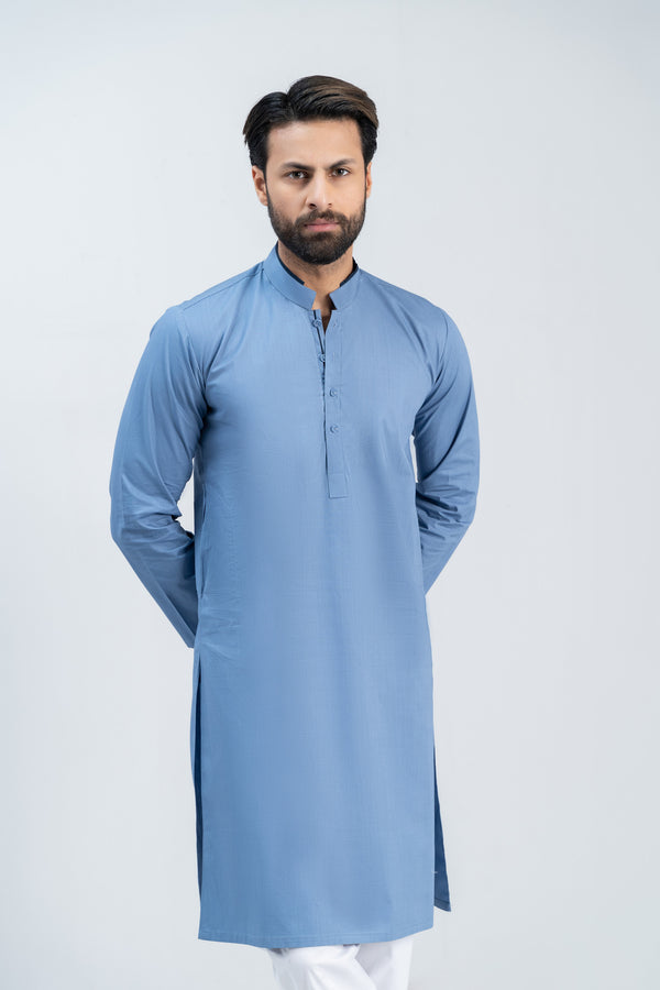 Gents Light Blue Cotton Kurta