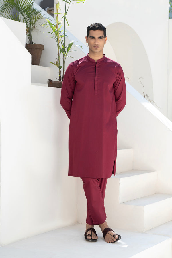 Maroon Mens Kurta Trouser