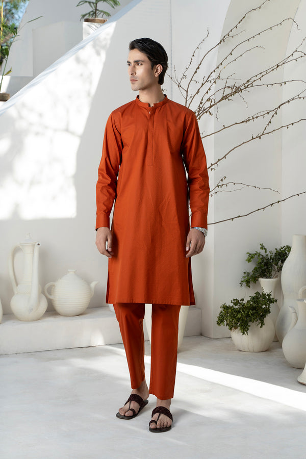 Rust Mens Kurta Trouser