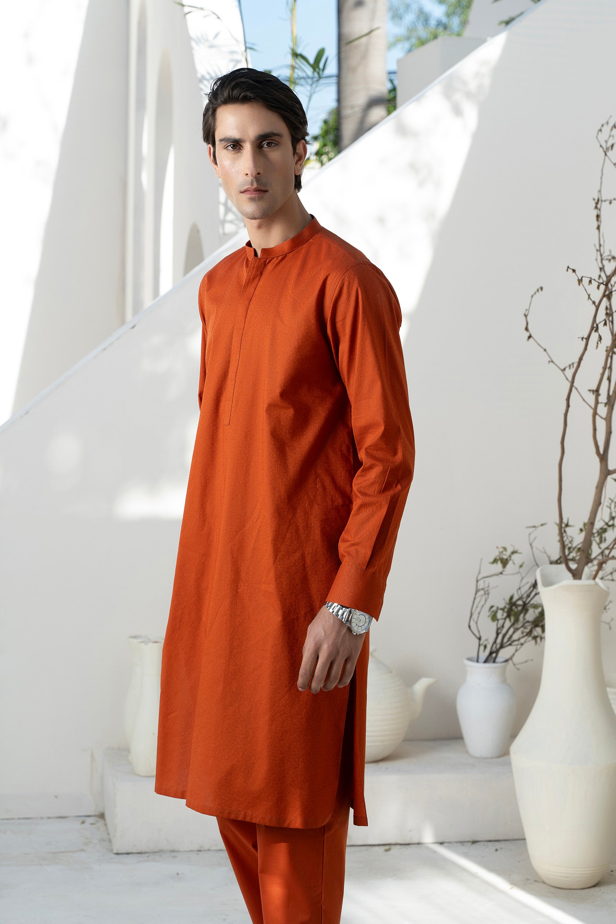 Rust Mens Kurta Trouser