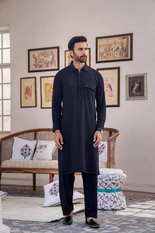 Black Mens Kurta Trouser