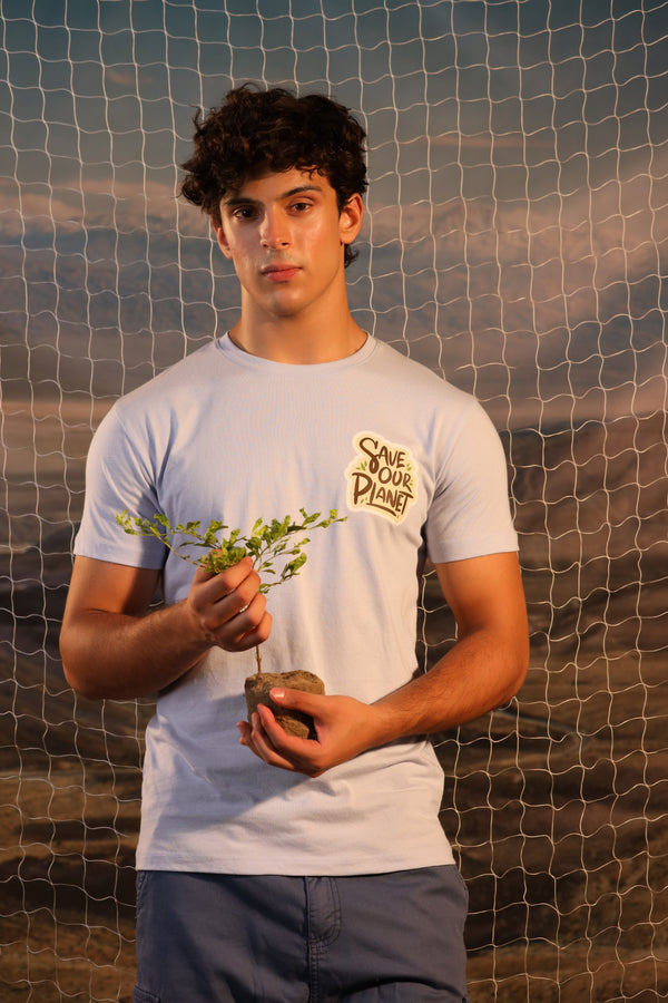 Light Blue Graphics T Shirt