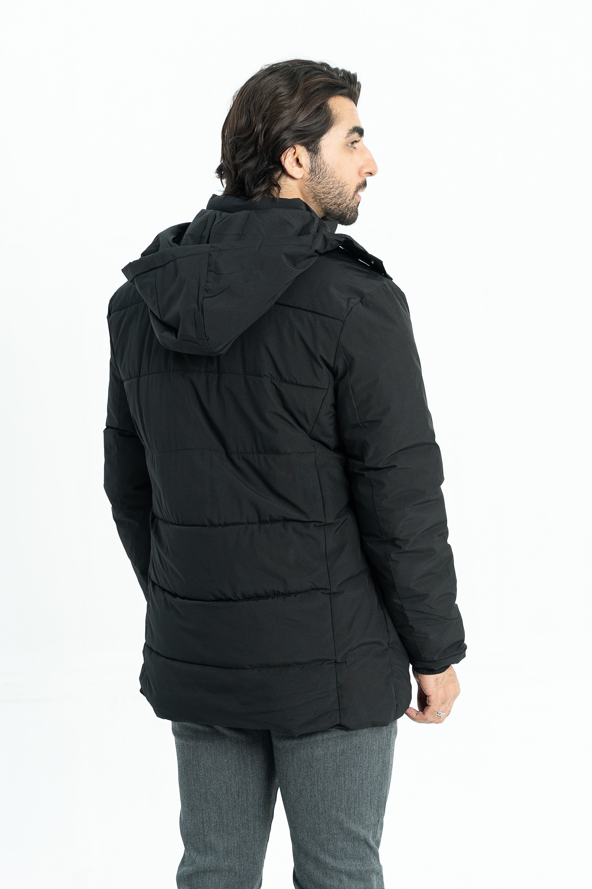 Black Quilted Long Jacket