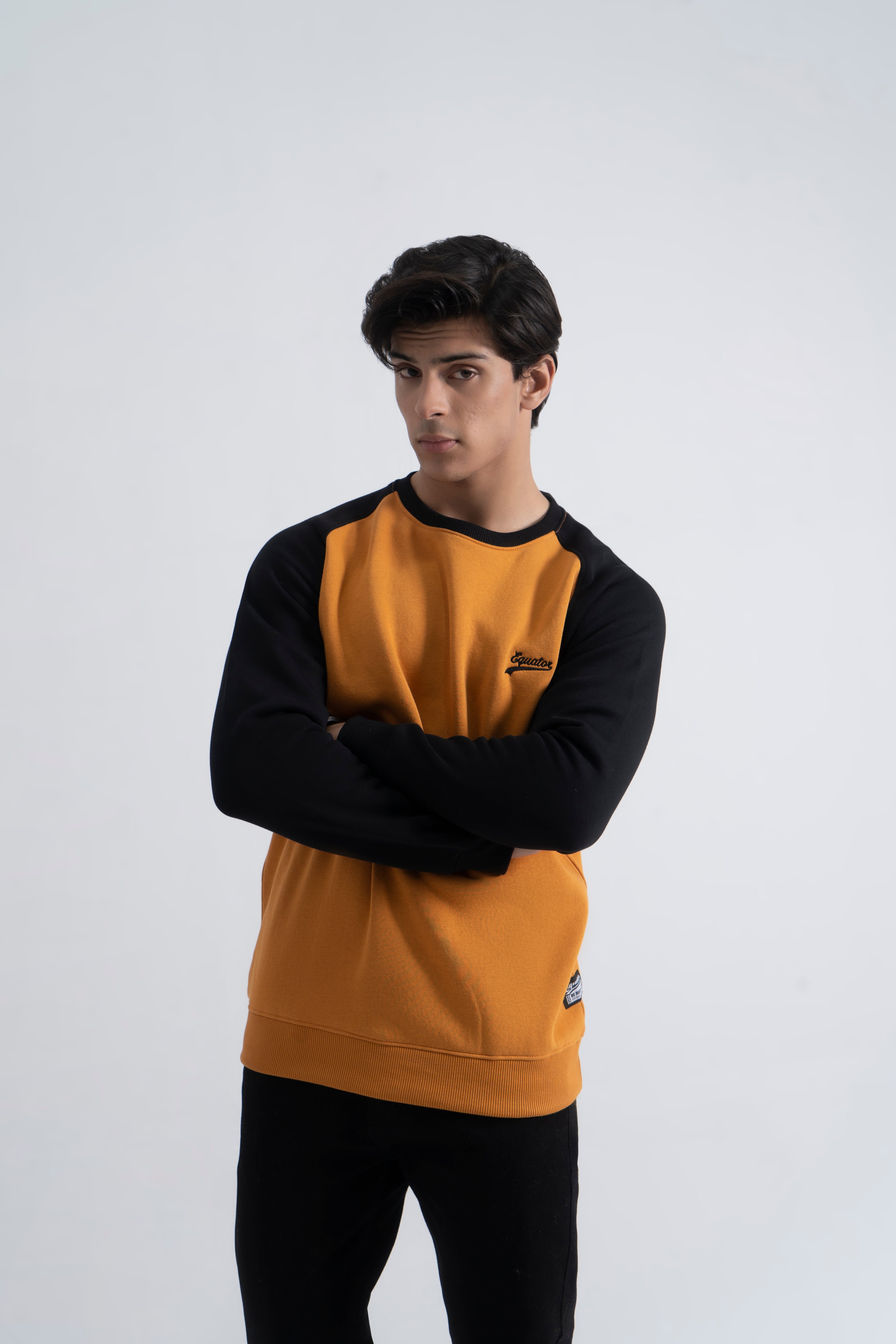 Mustard & Black Basic Sweatshirt