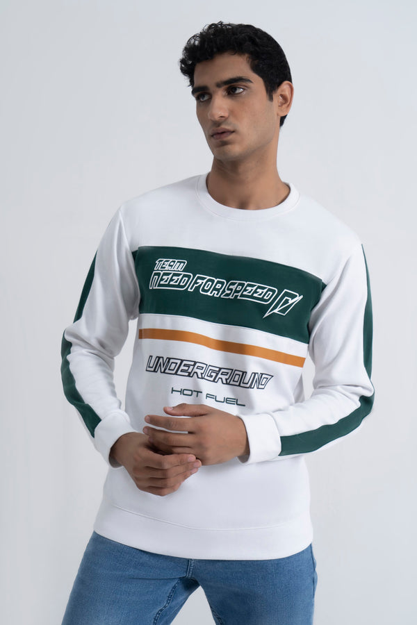 White/Green Interlock Sweatshirt