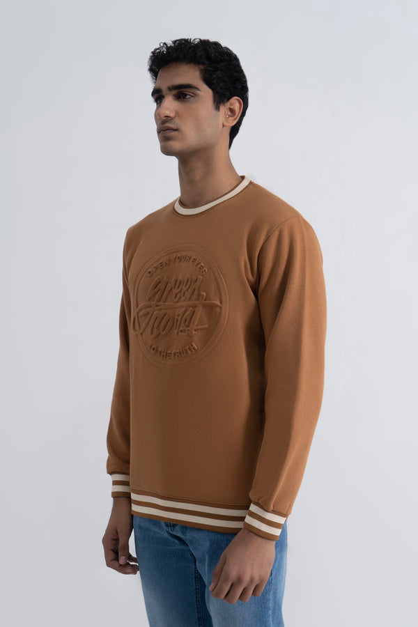 Light Brown Fleece Graphic Sweatshirt