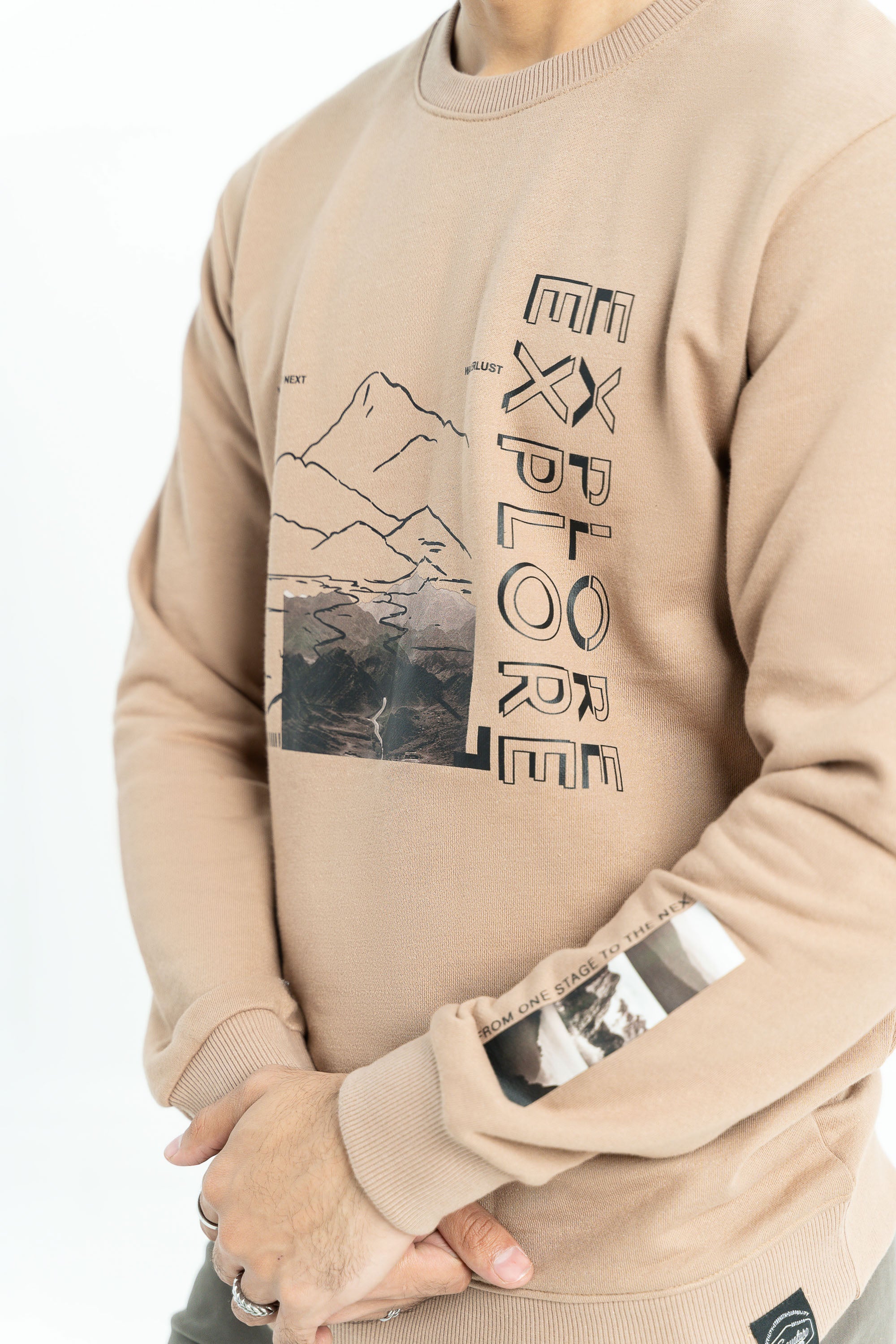 Beige Graphic Sweatshirt