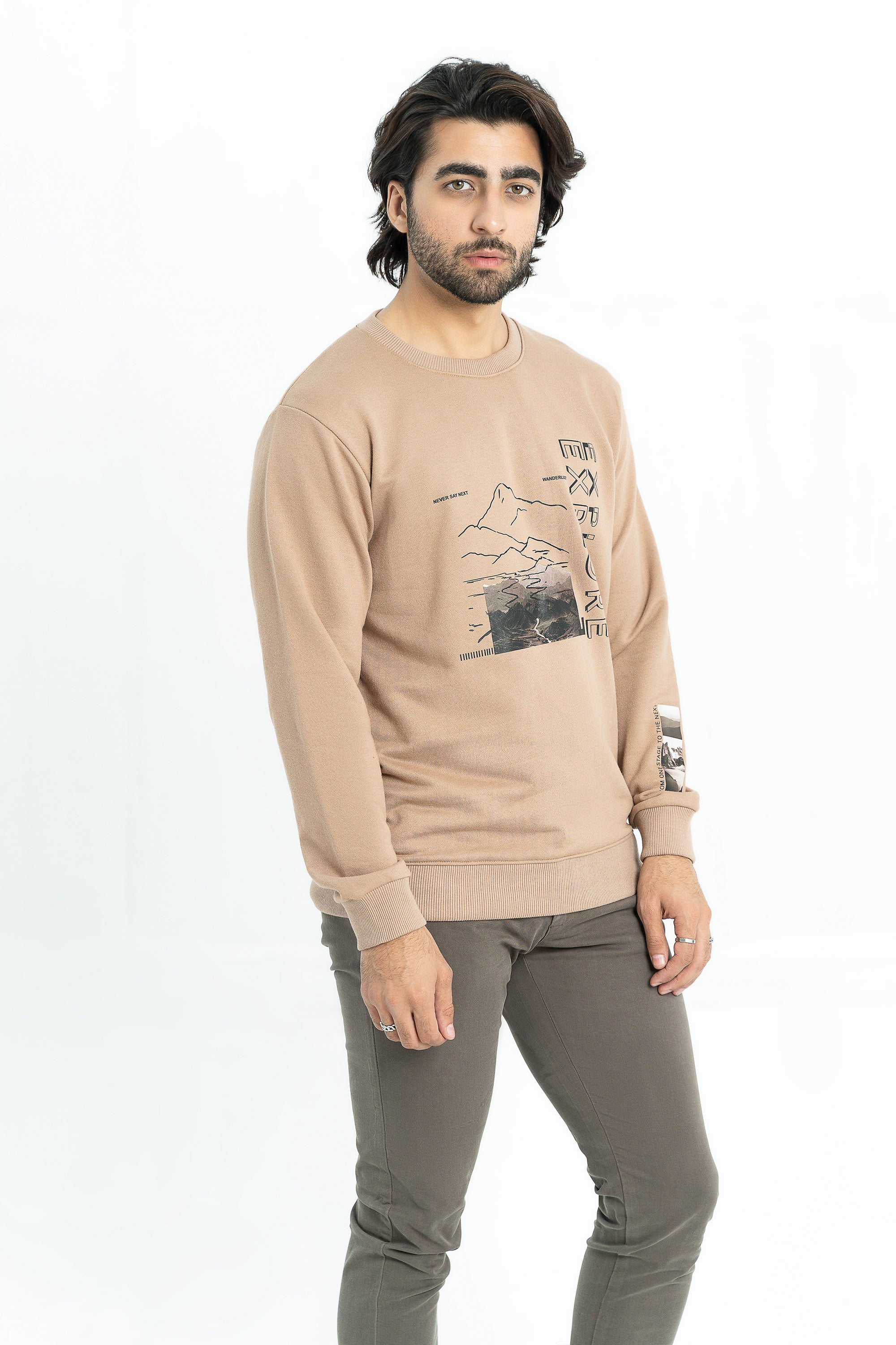 Beige Graphic Sweatshirt