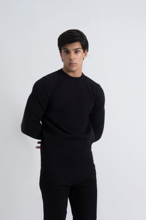 Black Acrylic Sweater Round Neck