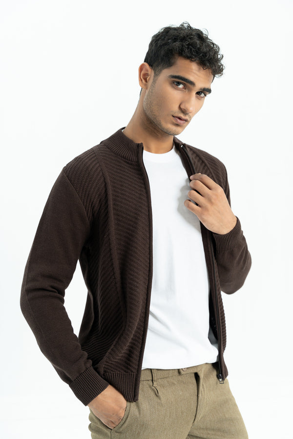 Brown Zipper Sweater