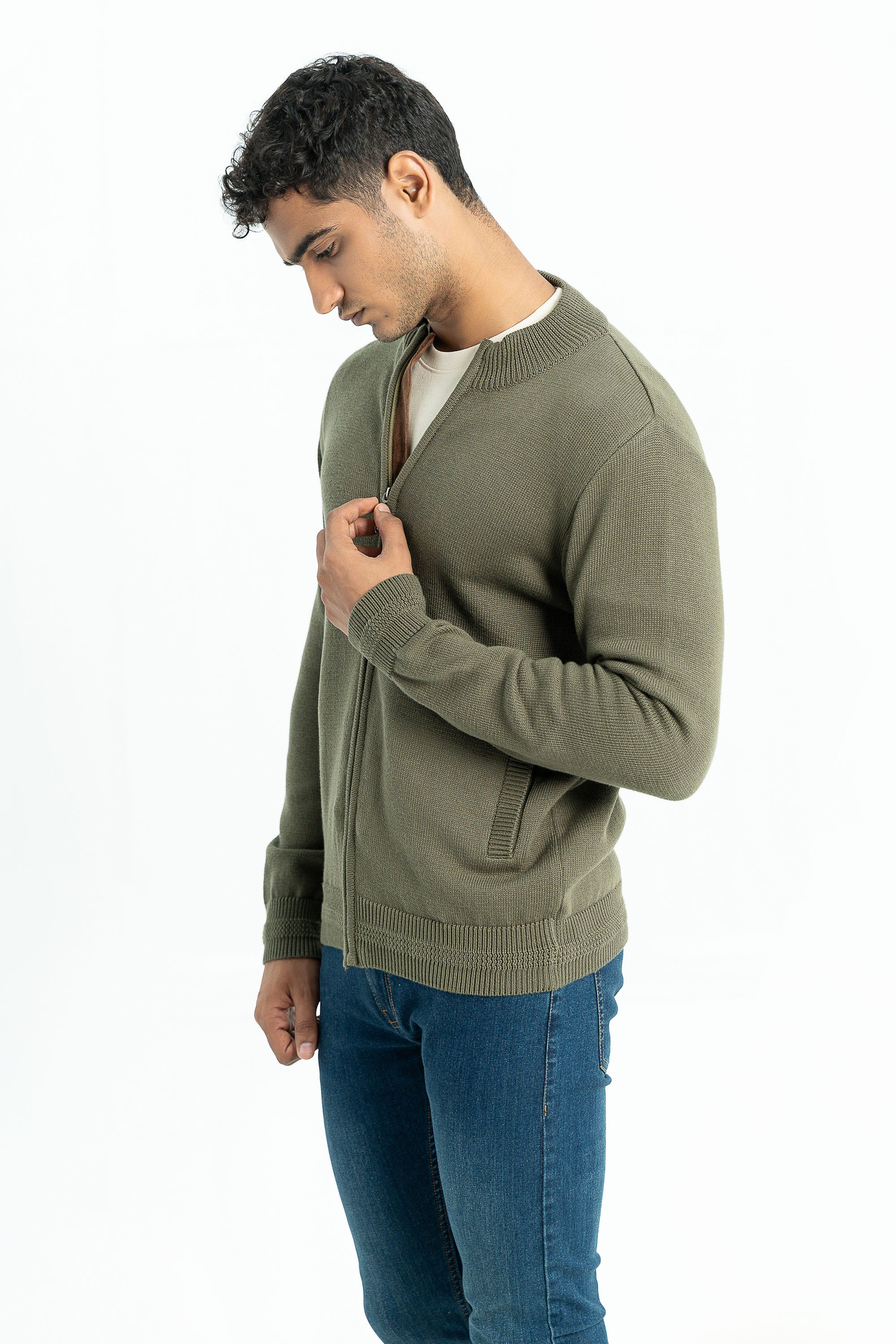 Olive Zipper Sweater