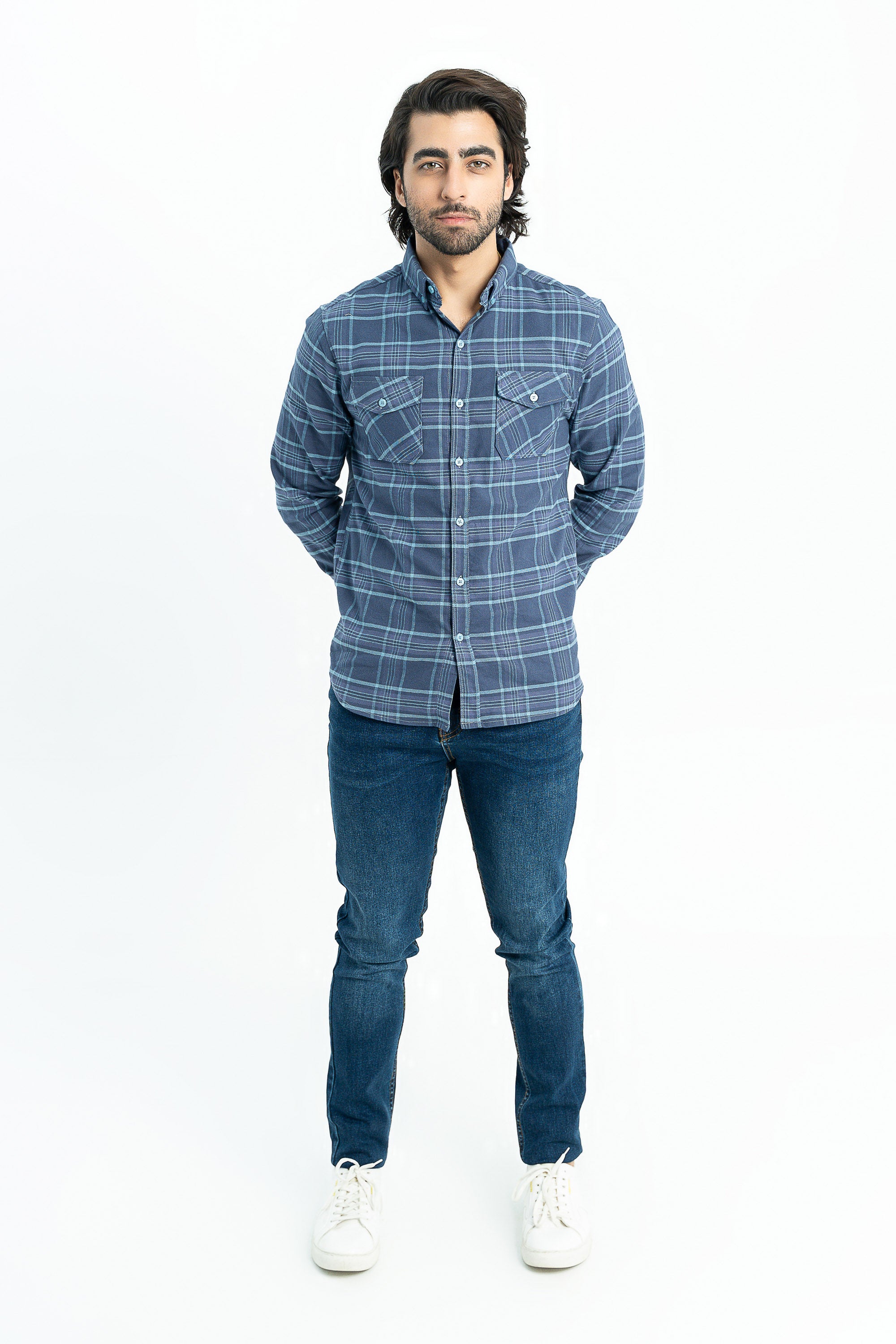 Blue Checkered Cotton Casual Shirt