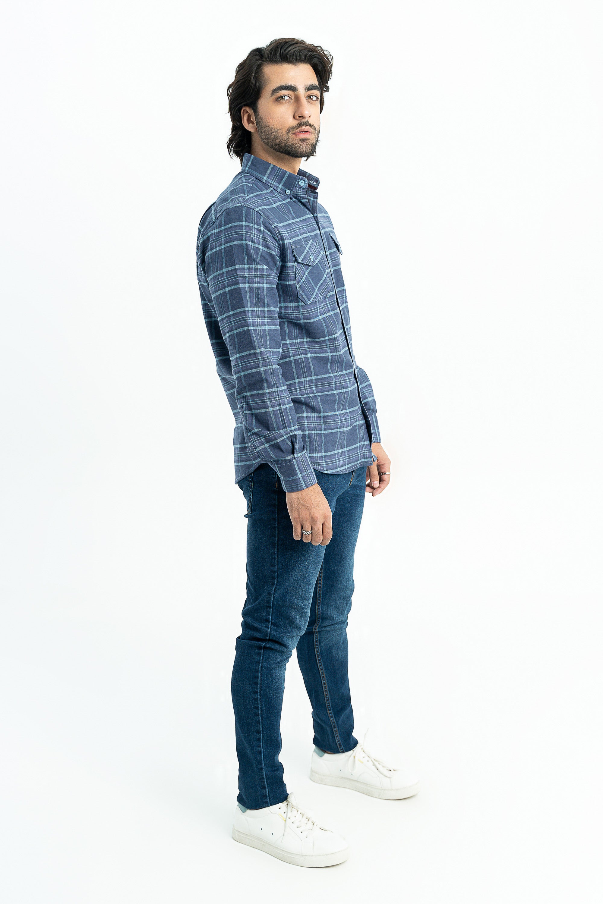 Blue Checkered Cotton Casual Shirt