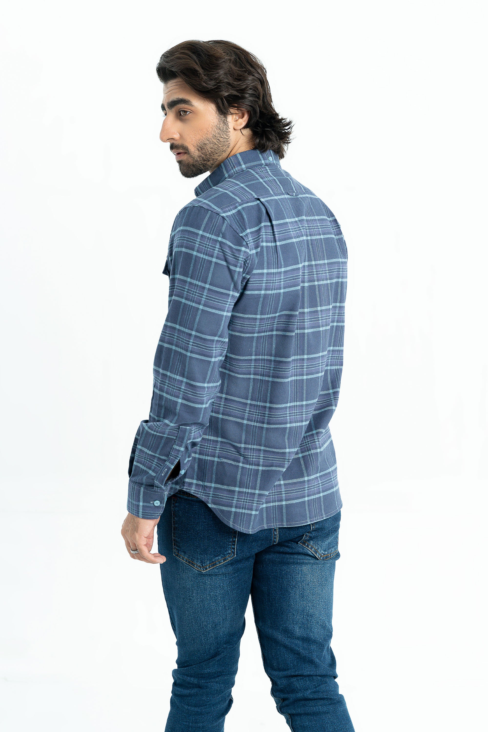 Blue Checkered Cotton Casual Shirt