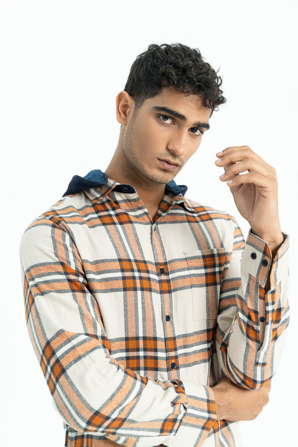 Brown Flannel Checkered Casual Shirt