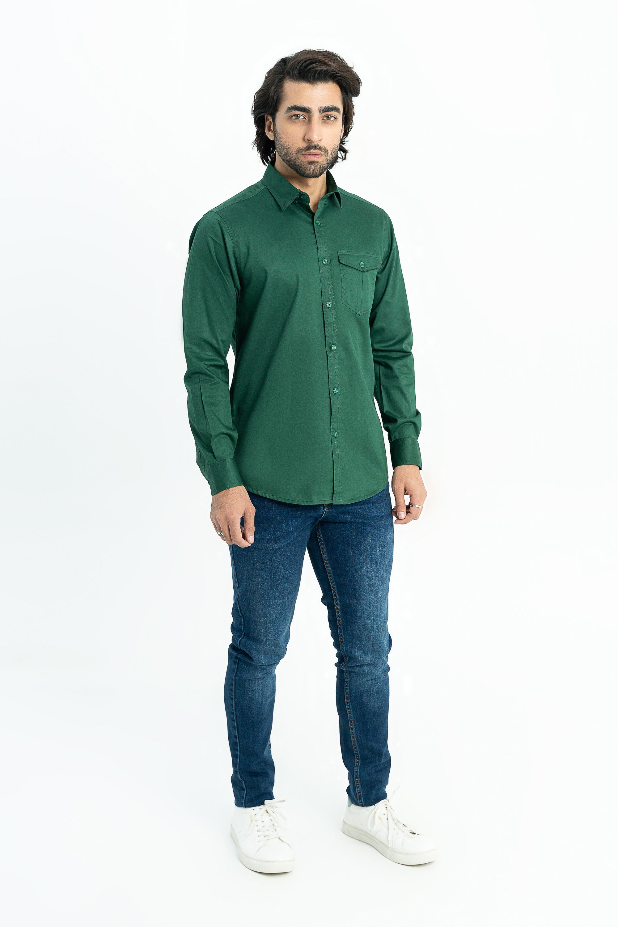 Green casual shirt