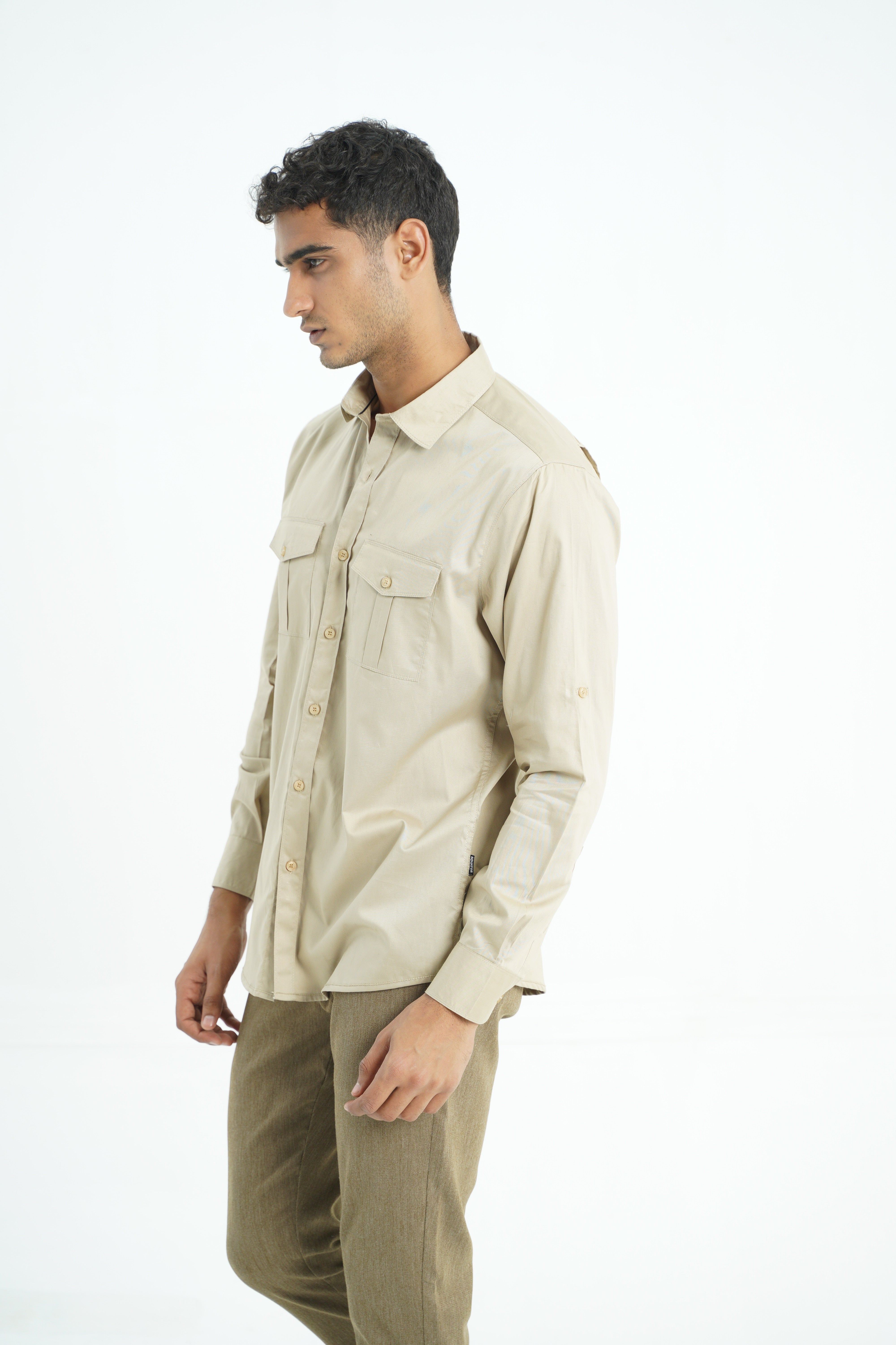 Beige Cotton Twill Shirt