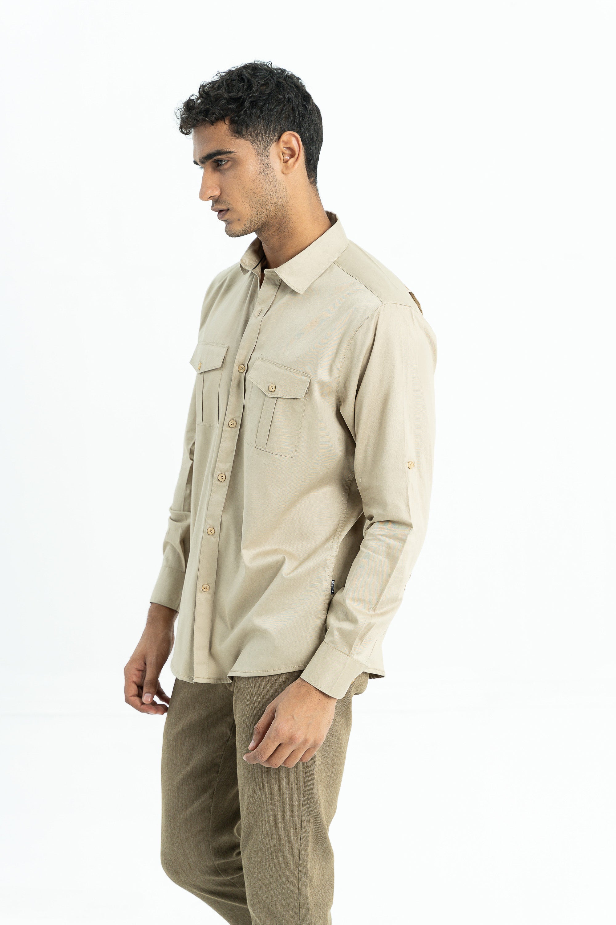 Beige Cotton Twill Shirt