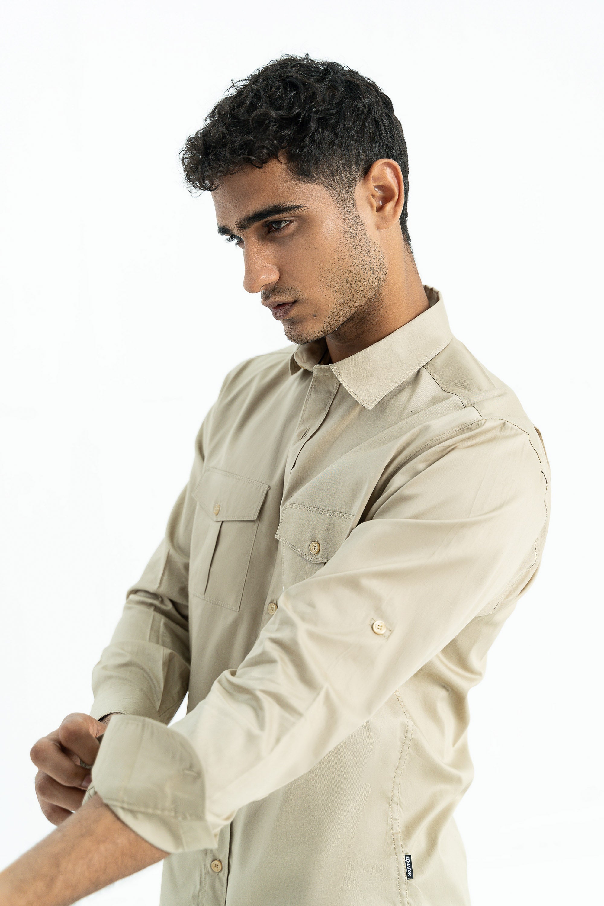 Beige Cotton Twill Shirt