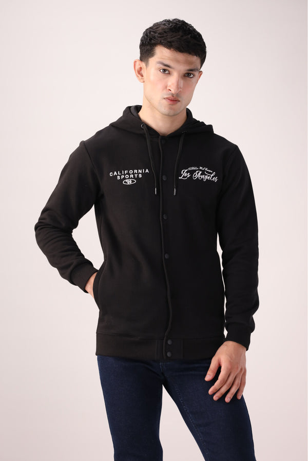 Black Graphic Fleece Hoodie