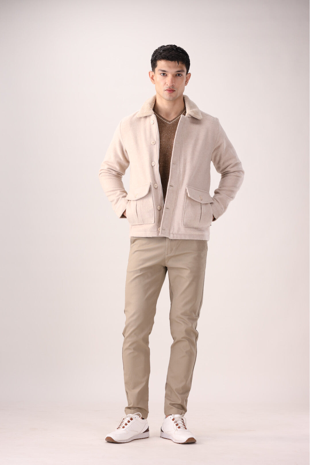 Beige Button-Up Jacket