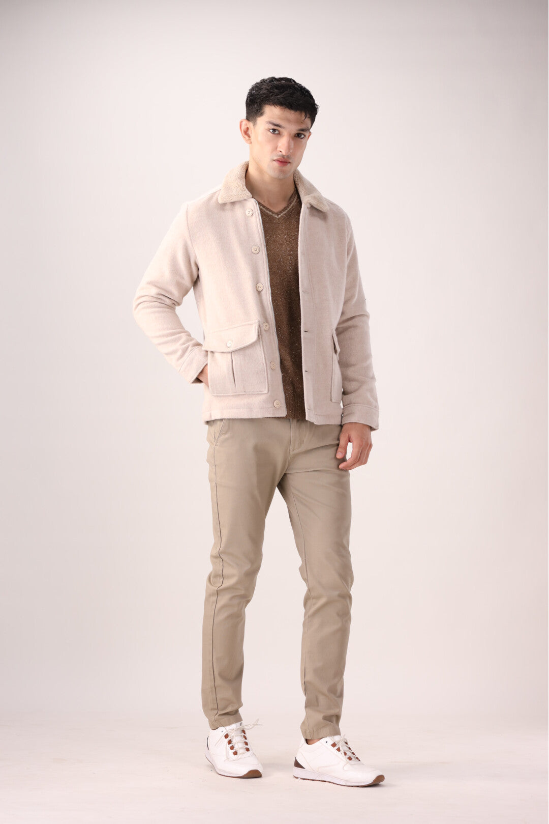 Beige Button-Up Jacket