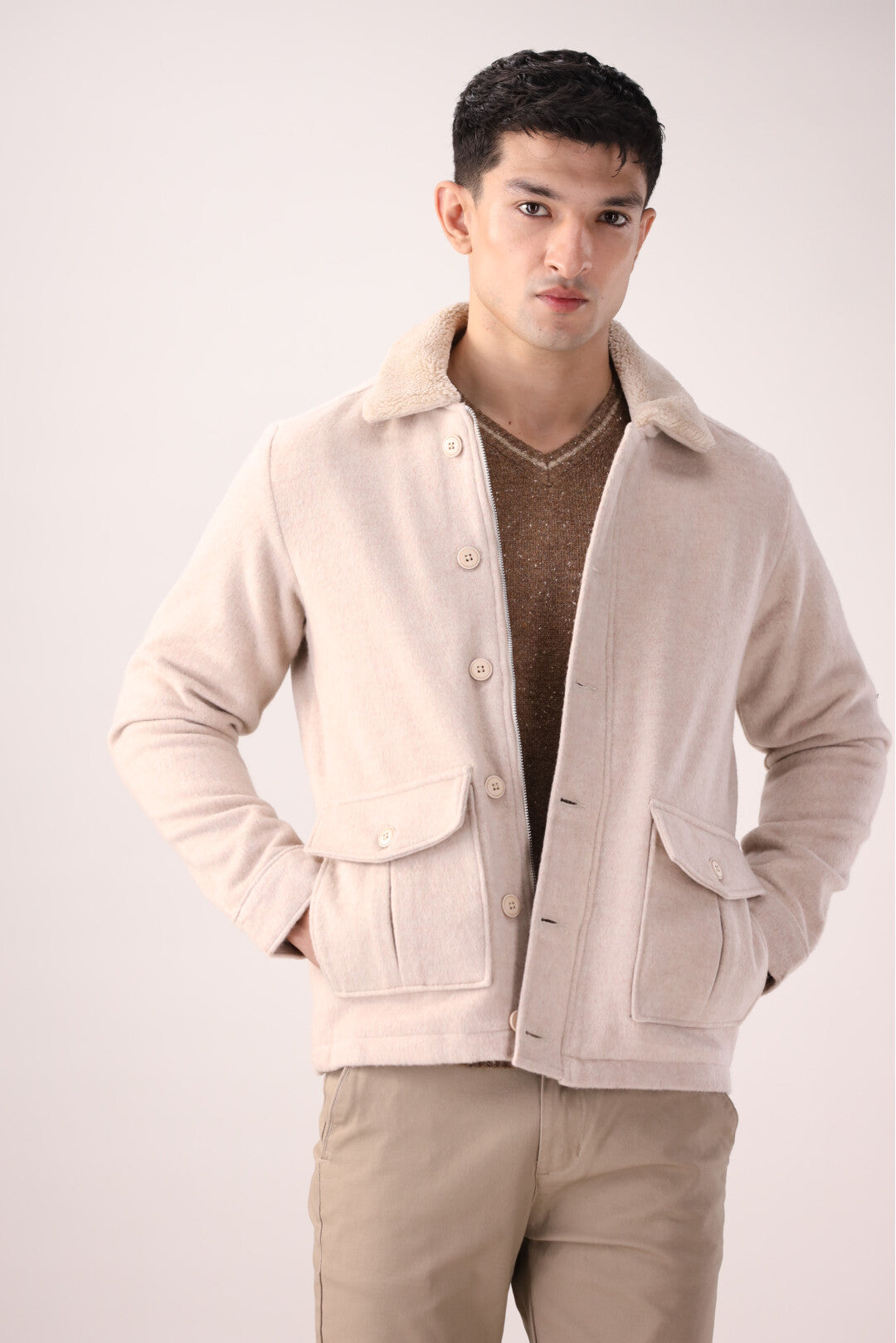 Beige Button-Up Jacket