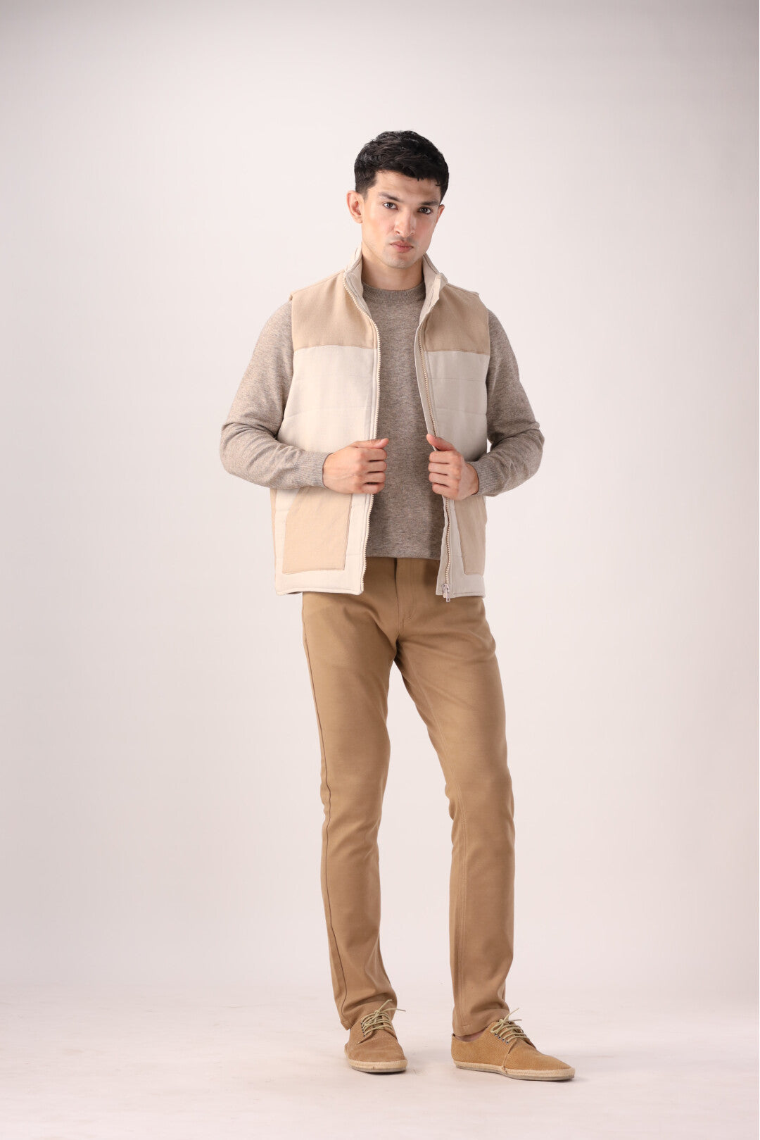 Beige Sleeveless Jacket