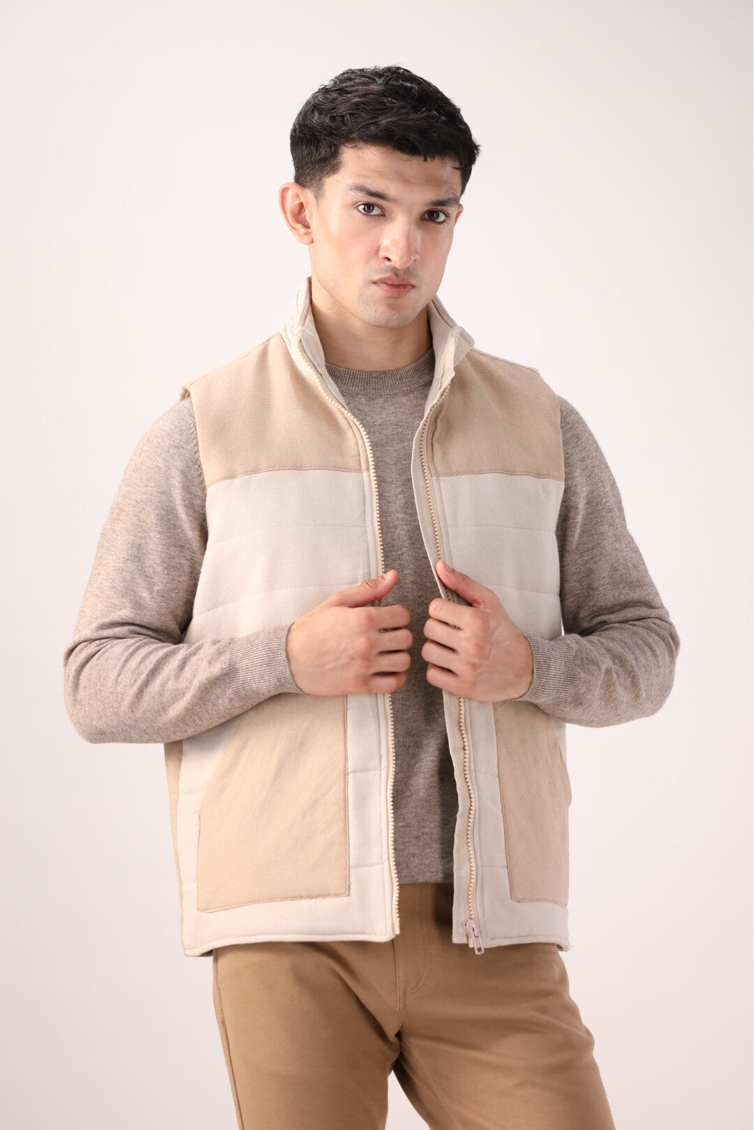 Beige Sleeveless Jacket