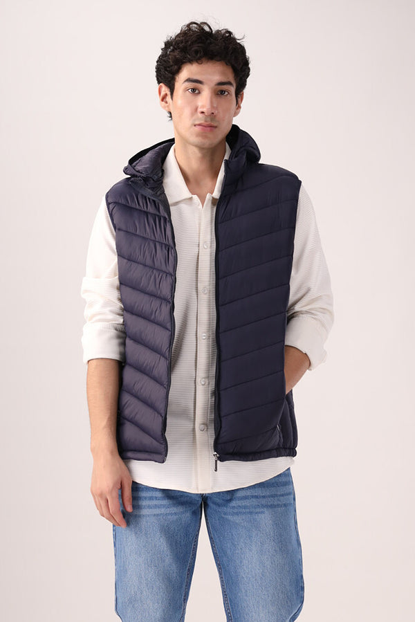 Navy Blue Sleeveless Jacket