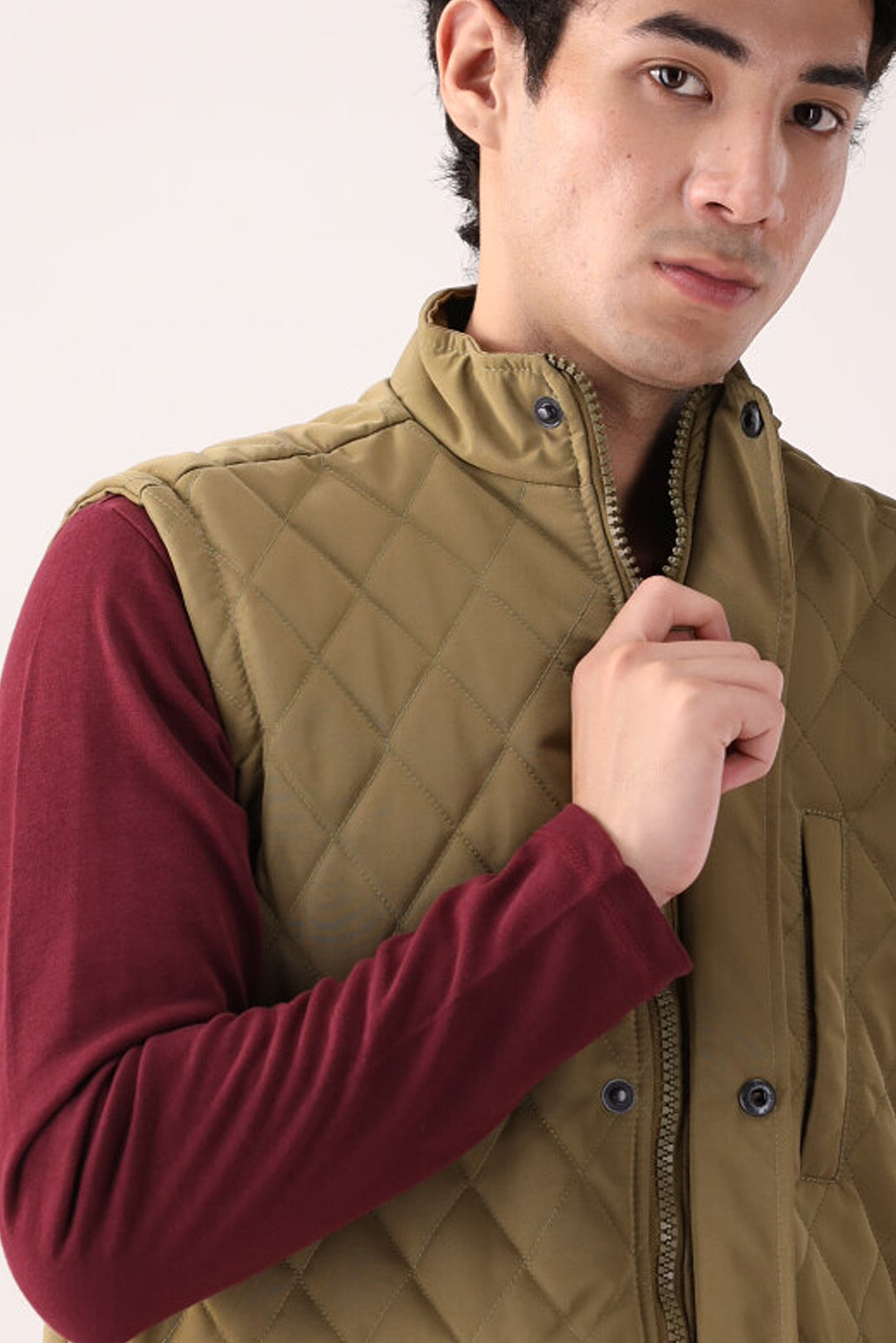 Olive Green Sleeveless Quilted Jacket