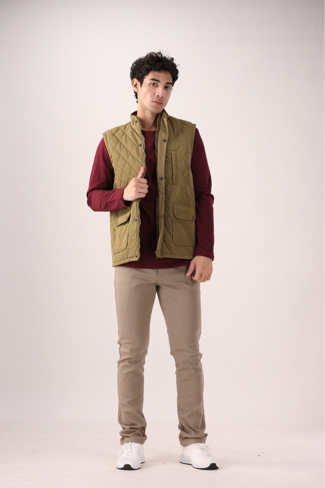 Olive Green Sleeveless Quilted Jacket