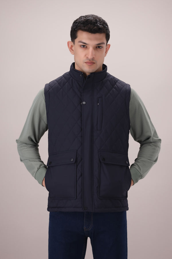 Navy Sleeveless Jacket