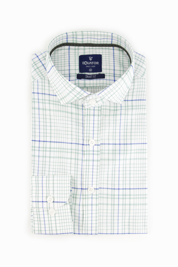 Green & White Semi-Formal Shirt