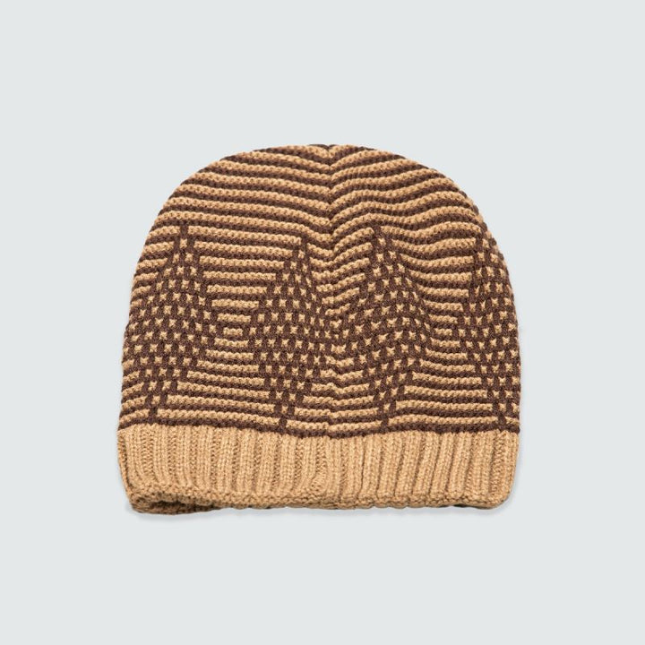 Brown Patterned Beanie Equator