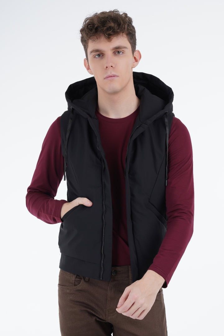 Black Hooded Gilet Equator